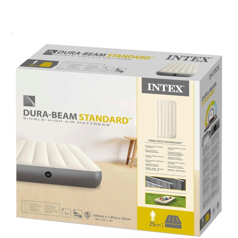 INTEX COLCHON DURA-BEAM BASICO 1 PLAZA - VALVULA 2en1 CREMA Intex Colchon Dura-beam Basico 1 Plaza - Valvula 2en1 Crema