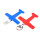 Set Infantil Avión Cuchara Roja Y Tenedor Azul