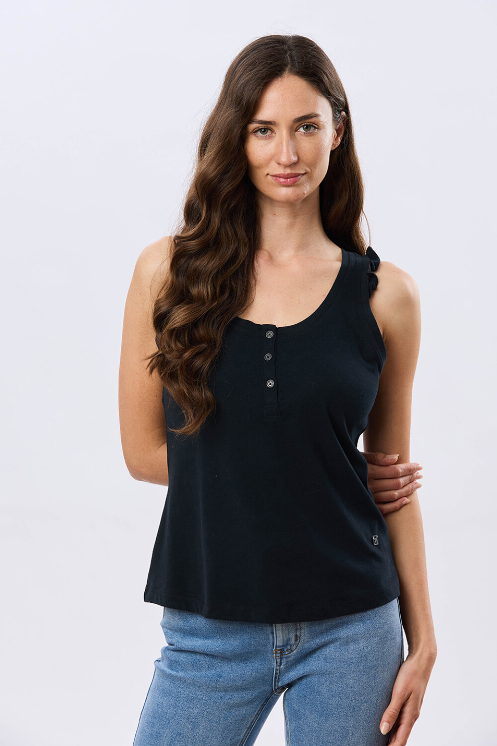 MUSCULOSA LISA DE ALGODÓN Negro