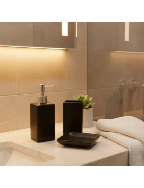 SET BAÑO 3 PZAS CERAMICA NEGRO SET BAÑO 3 PZAS CERAMICA NEGRO