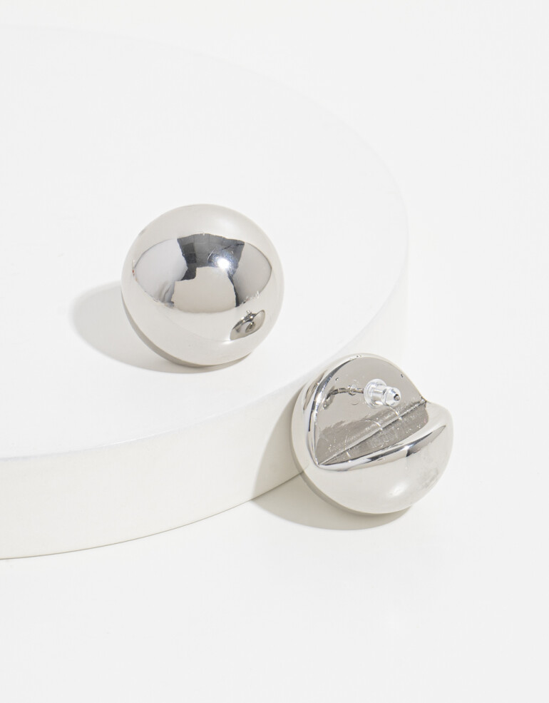 Aros Pasantes Metal Aros Circulares Chunky - Plateado Rodio