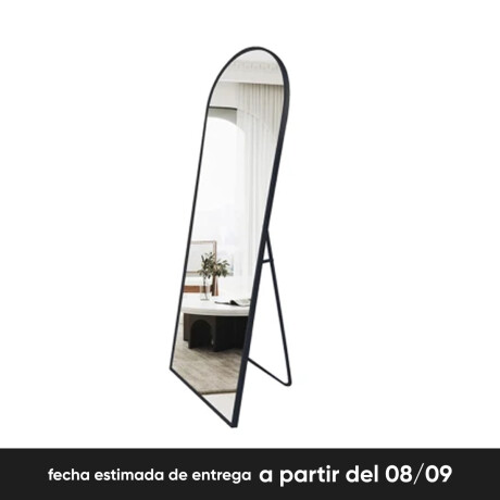 Espejo de pie ovalado con borde dorado Negro