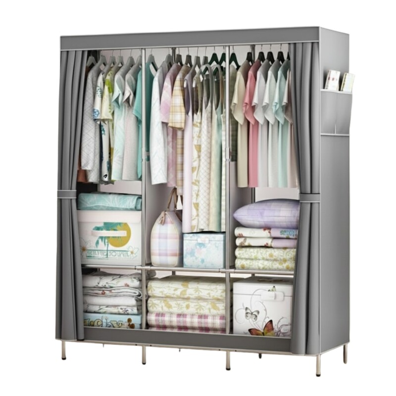 Ropero desmontable de tela 130 x 45 x 165 cm GRIS