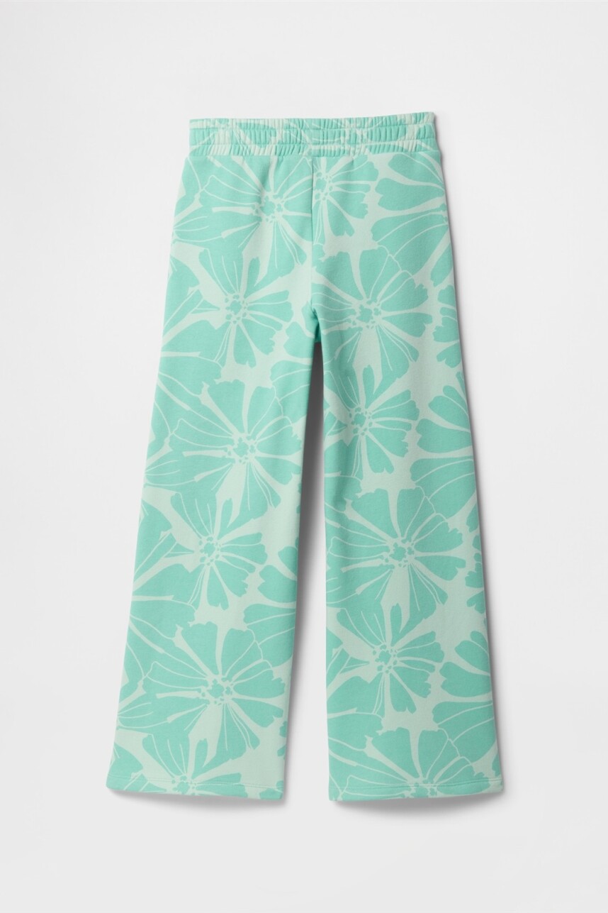 Pantalón Deportivo Wide Leg Logo Gap Niña Aqua Floral