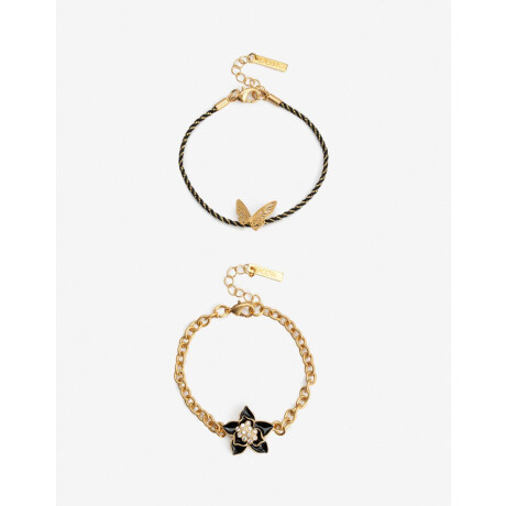 Pulseras Flexibles Sets Botanico Dorado Oro Amarillo