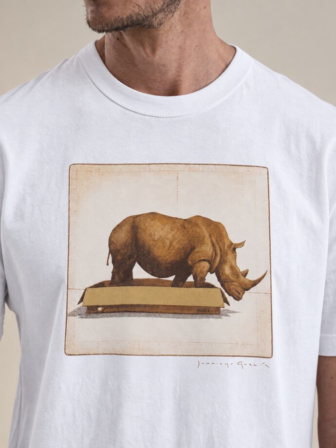 T-SHIRT ESTAMPA RINO BLANCO