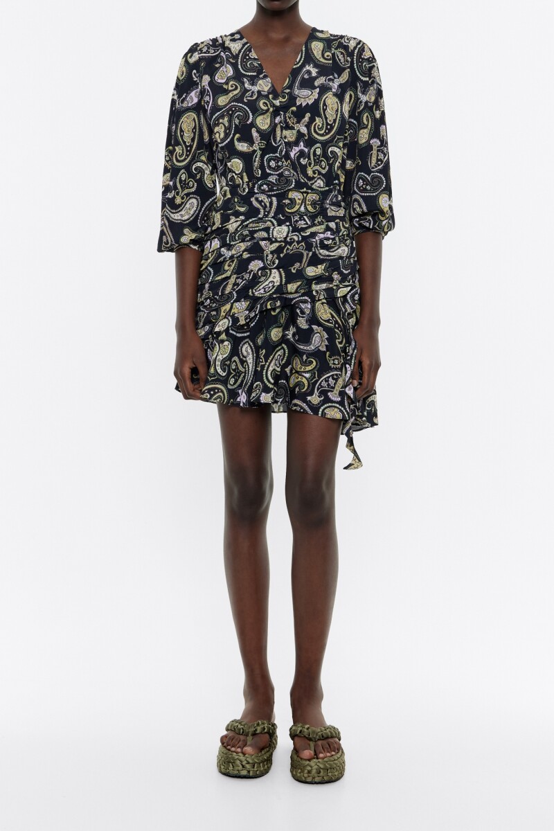 VESTIDO MINI VUELO PAISLEY Negro