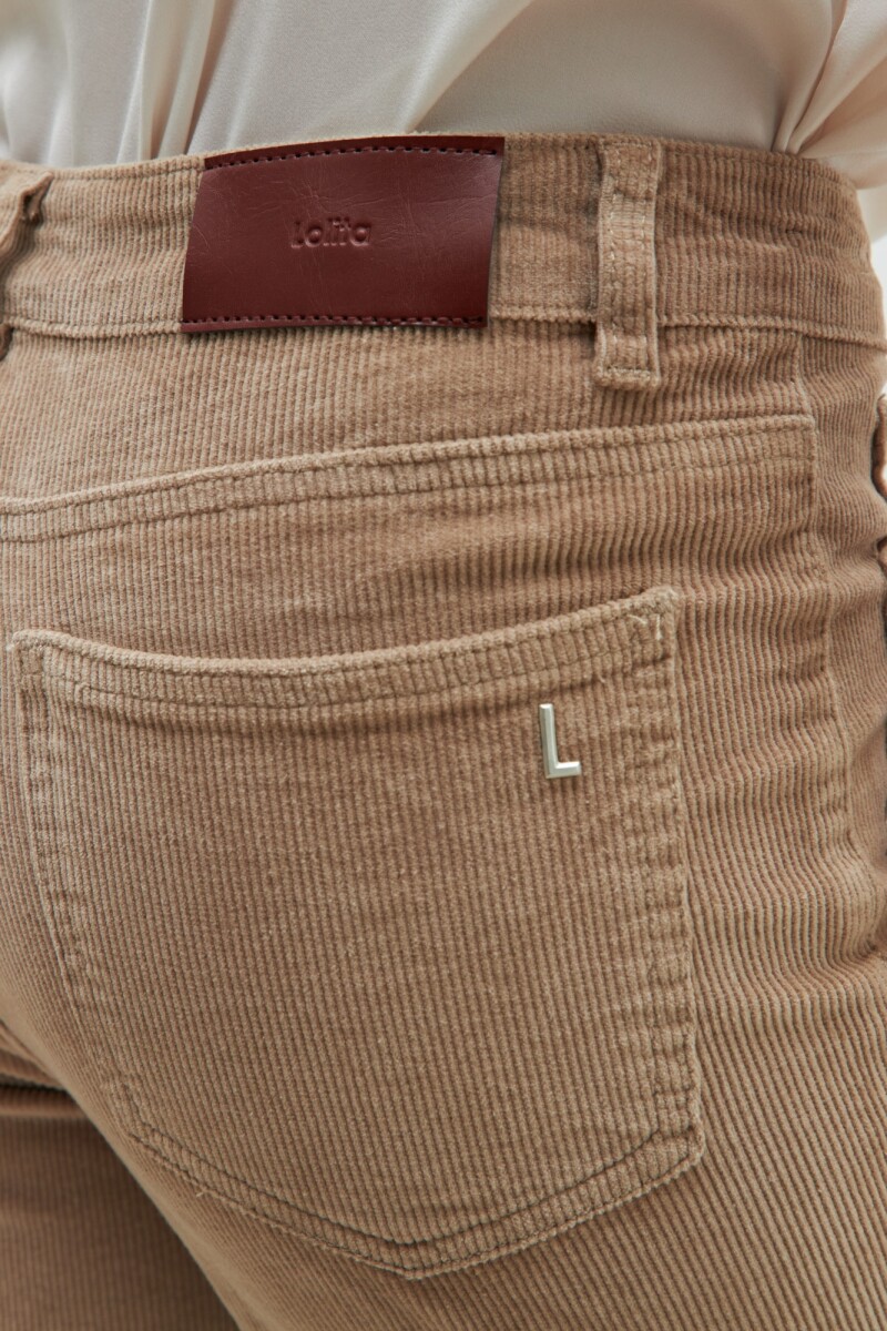 Pantalón Donna de pana con tajos beige