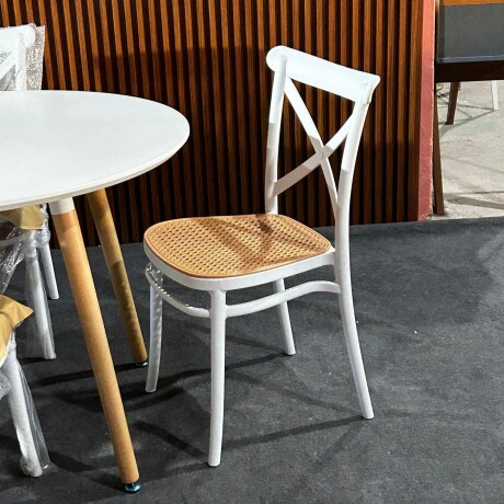 Silla Plats PP Simil Rattan Blanco/Beige