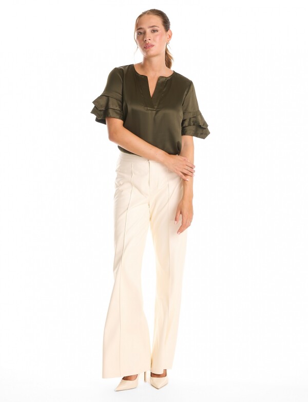 Blusa Saten Volados VERDE