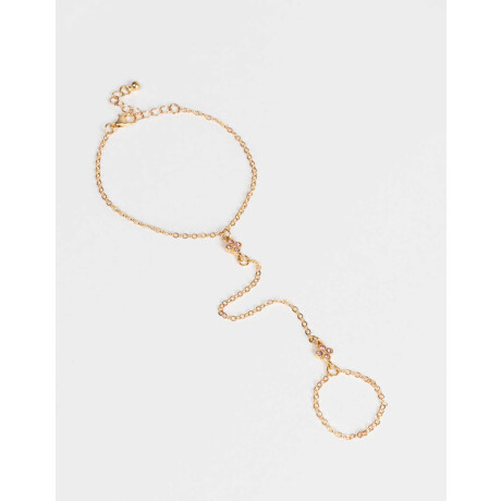 Pulsera Flexible Con Anillo Unido Dorado