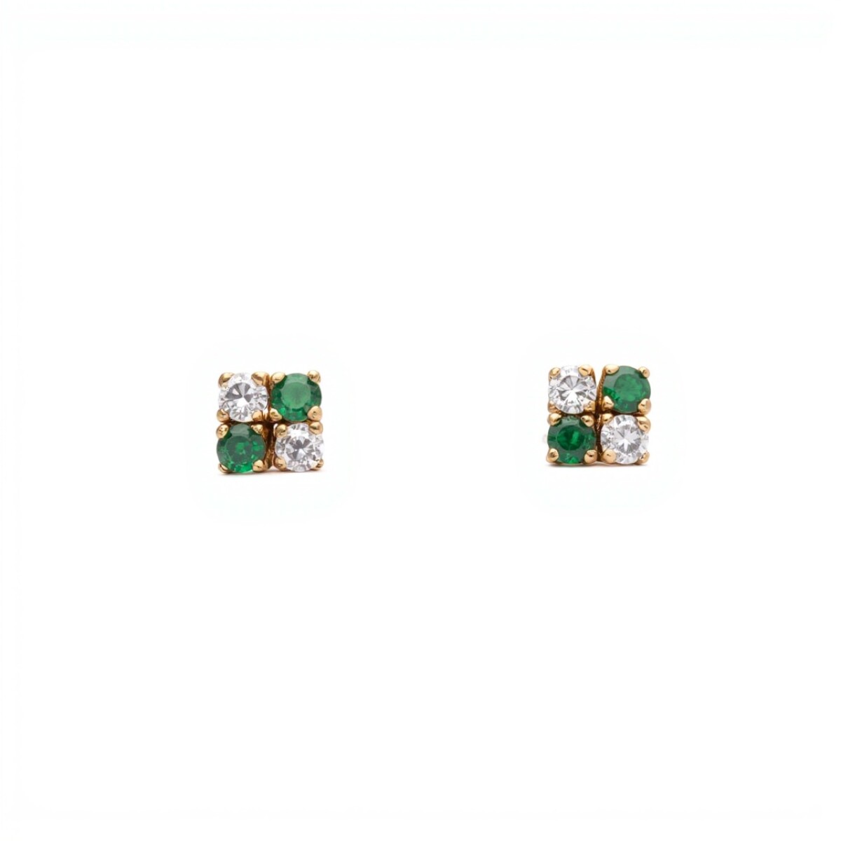 Caravanas Mosaico Esmeralda y zirconia de oro- Oro bajo - Esmeralda y Zirconia- CA8277 - conpiedra 