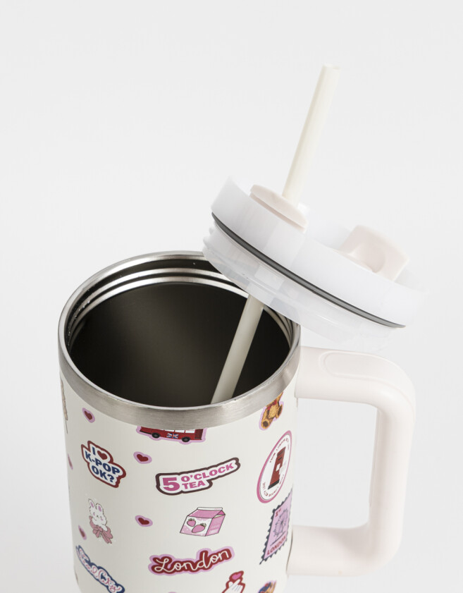 Artículos cocina Vaso Térmico Stickers - Blanco Crema