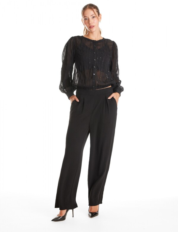Palazzo Wide Leg Pinzas NEGRO