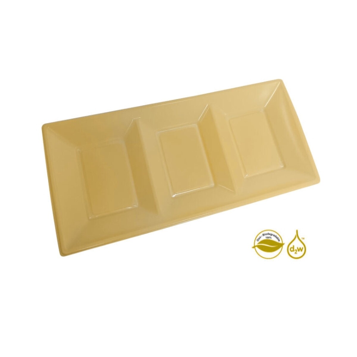 Bandeja Biodegradable Rectangular x3 Unidades - Amarillo Pastel 
