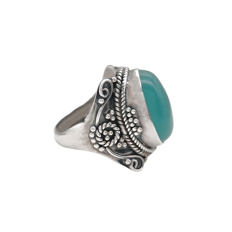 Anillo Oval-Plata 925-Piedra Calcedonia-AN3277 conpiedra