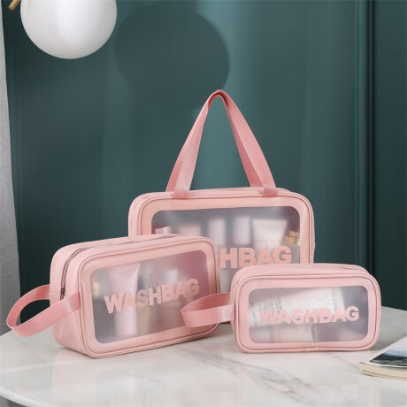 Set de Neceser de Viaje Transparentes Impermeables Washbag Rosa