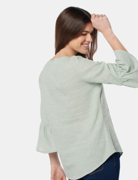 BLUSA DE LINO VOLADOS Verde