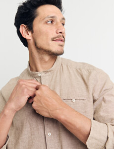 011954 CAMISA HARRINGTON LABEL LINO Camel