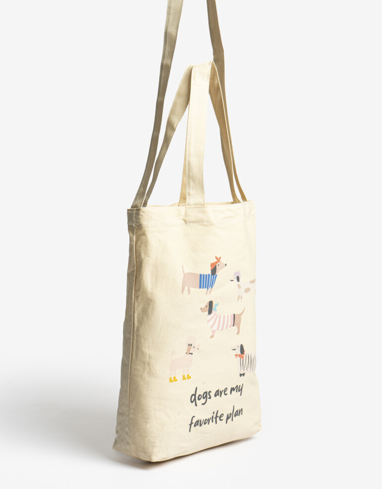 Bolsas reutilizables Tote Bag Perro Salchicha - Blanco Crudo