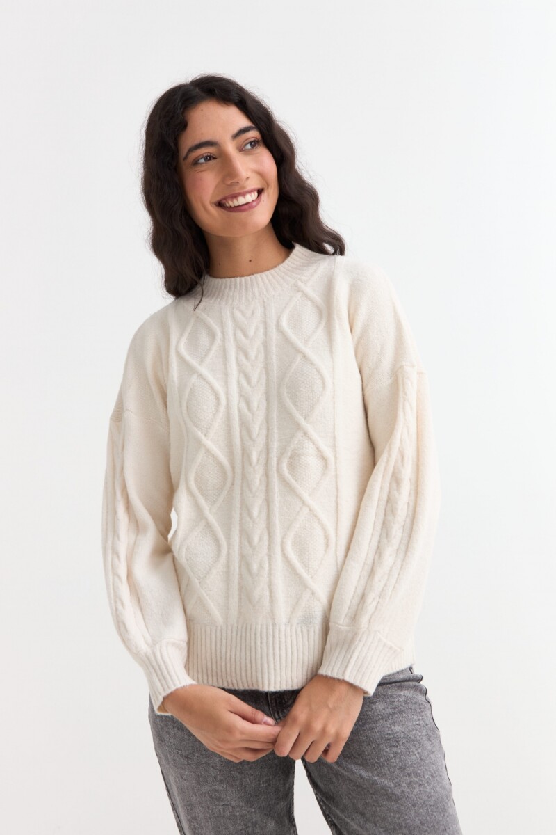 Sweater escote redondo con ochos CRUDO
