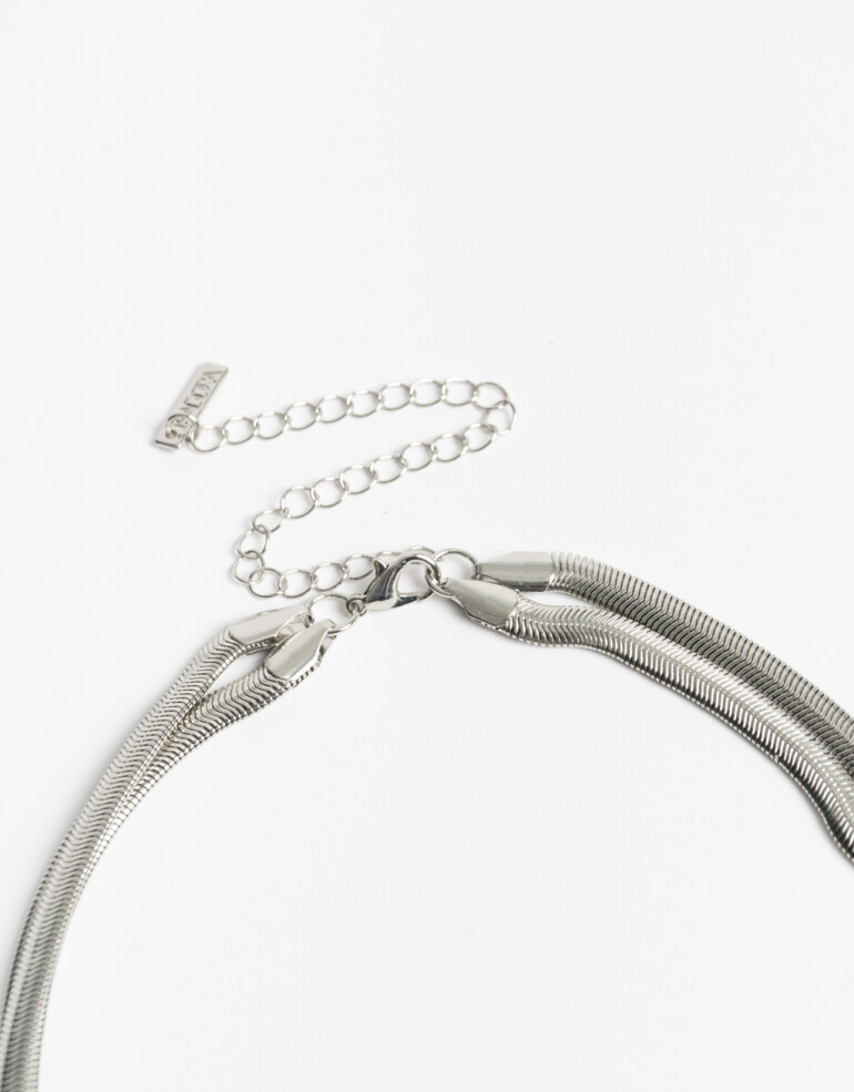 Collares Largos Metal Collar Largo De Metal - Plateado Rodio