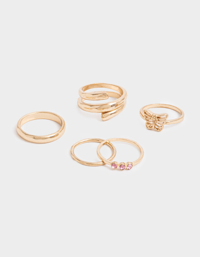 Sets Anillos Mariposas Anillos Sets De Metal - Dorado