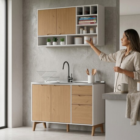 Aereo + Bajo mesada Linea Veneza Blanco/Miel