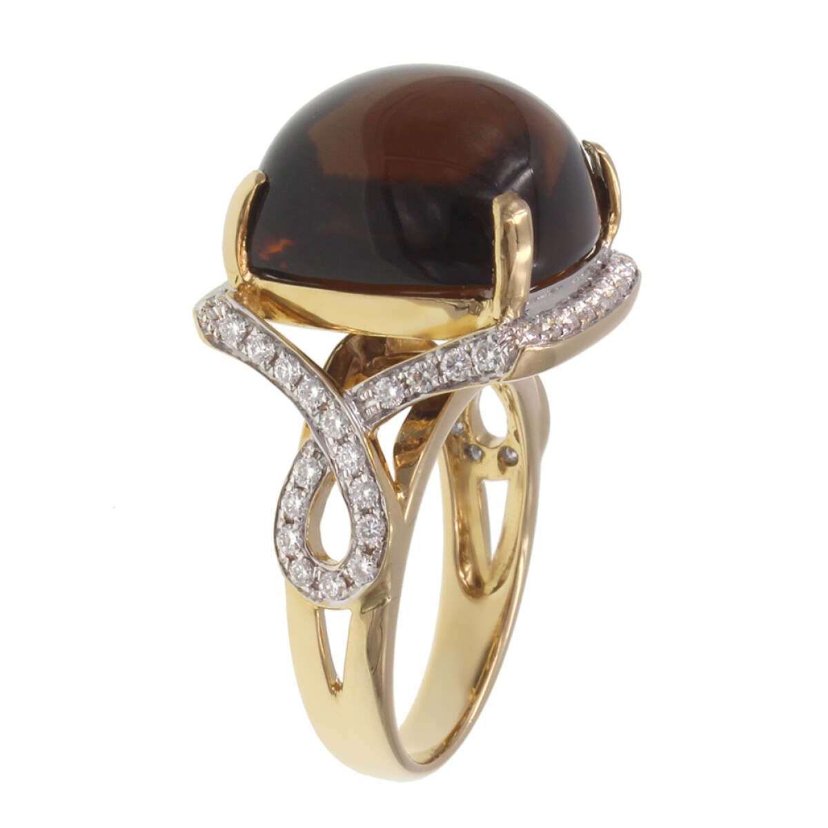 Anillo Kelly de oro amarillo 18k con brillantes y citrino 