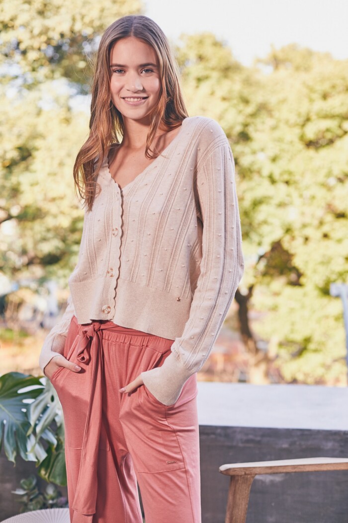 Cardigan Textura Beige Melange