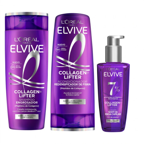 Pack Elvive Collagen Lifter Shampoo 370ml + Acondicionador 370ml + Sérum 100ml Pack Elvive Collagen Lifter Shampoo 370ml + Acondicionador 370ml + Sérum 100ml