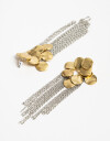 Aros Colgantes Largos Metal Aros Colgantes Largos Chapitas De Metal - Combinacion Bicolor