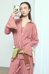 Camisa rayada manga volado PREVENTA rosa
