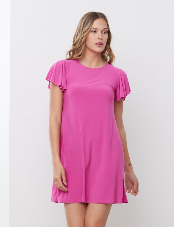 Vestido Manga Volado FUCSIA