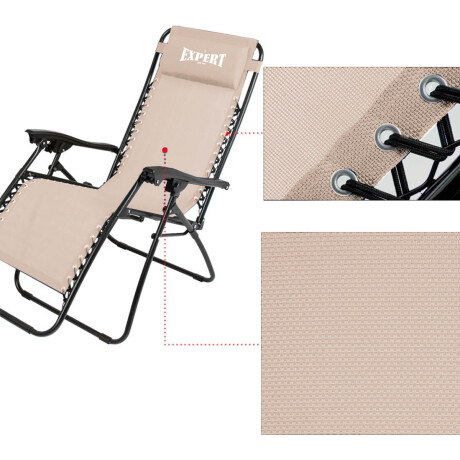 Juego De Jardin Silla Reposera Plegable X2 + Mesa Patio Beige
