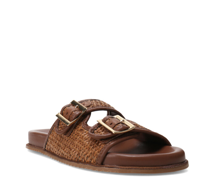 Sandalias de Mujer Bottero Baja Doble Hebilla Marrón Caramelo