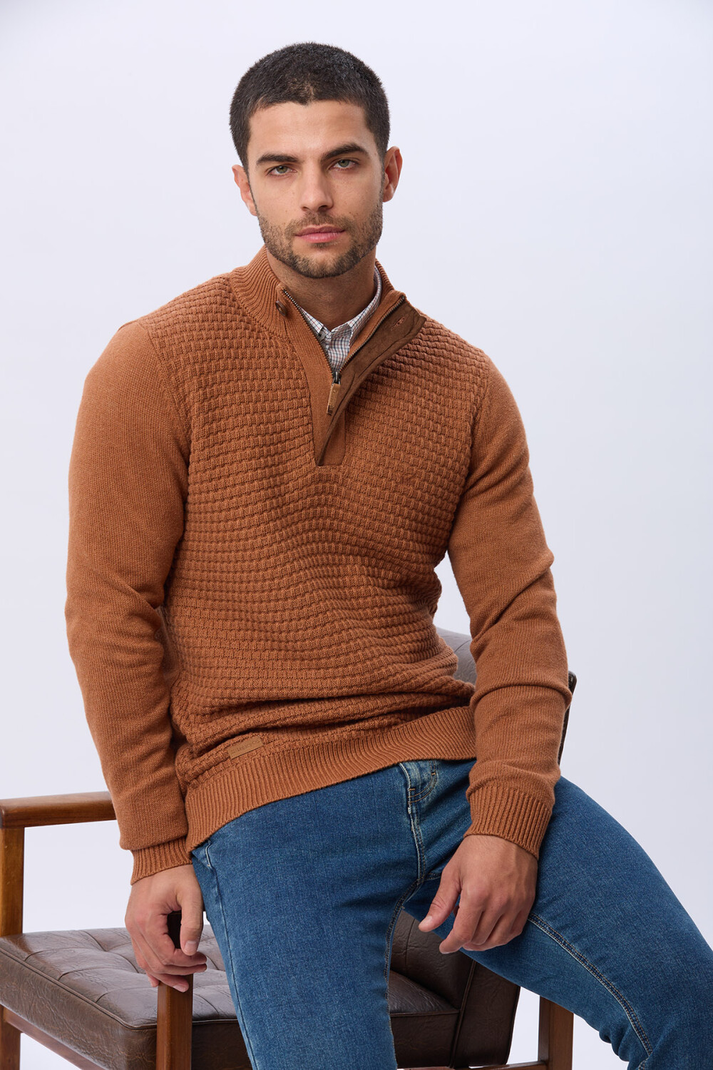 BUZO TEJIDO TEXTURADO TERRACOTA
