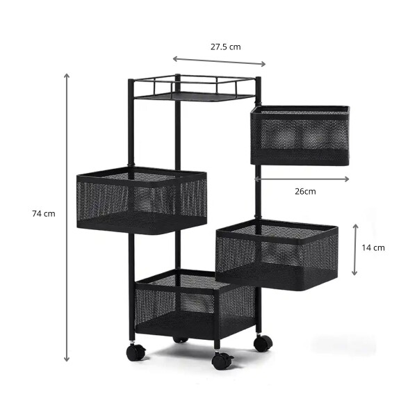 Carrito Carro Organizador con Ruedas y 4 Estantes Multiuso cocina baño Imback Color Negro Carrito Carro Organizador con Ruedas y 4 Estantes Multiuso cocina baño Imback Color Negro