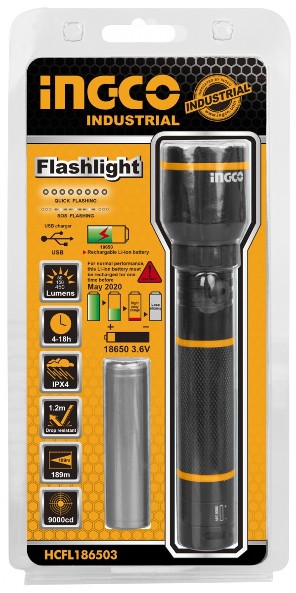 LINTERNA RECARGABLE 5W 16CM CREE LED INGCO HCFL186503 