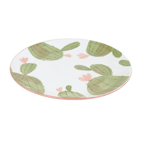 Plato llano de ceramica con diseño de cactus Plato llano de ceramica con diseño de cactus