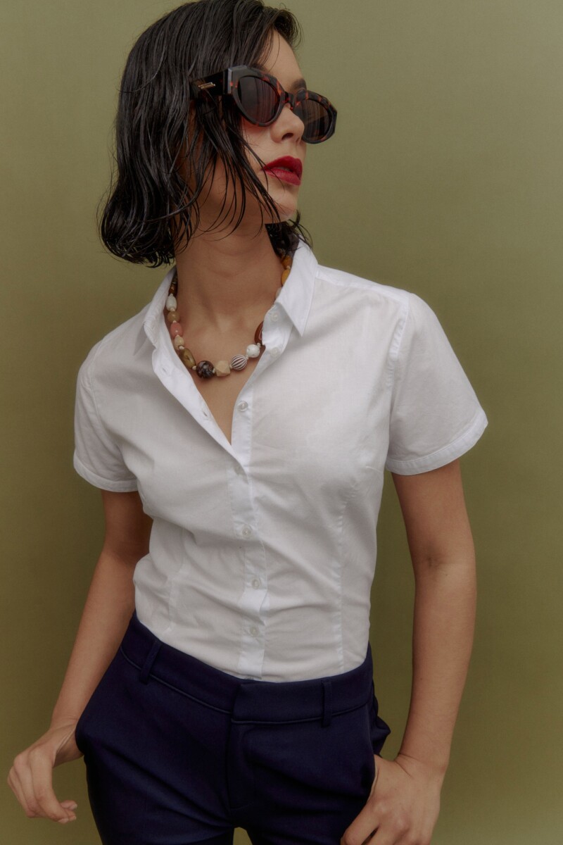 Camisa clásica manga corta blanco