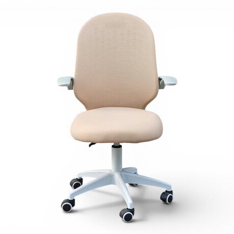 SILLA DE OFICINA ERGONÓMICA GIRATORIA CON RUEDAS ASIENTO REGULABLE BEIGE