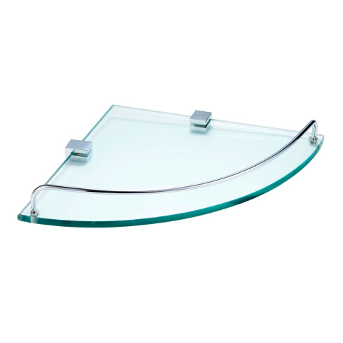 REPISA TRIANGULAR ESQUINERA CROMADA CON ESTANTE DE VIDRIO 000