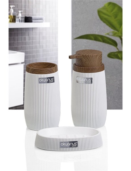 SET 3PCS BAÑO PP Y MADERA BLANCO SET 3PCS BAÑO PP Y MADERA BLANCO