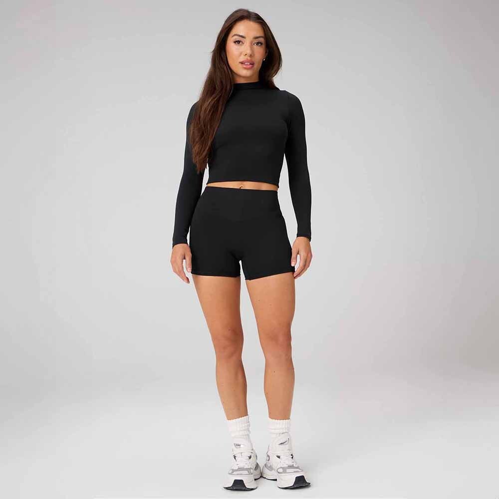 Polo Manga Larga Seamless Long-Sleeve Essential Tee Mujer Black