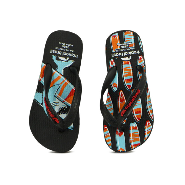 Chanclas Tropical Brasil Ojota Infantil De Niño - Negro Negro