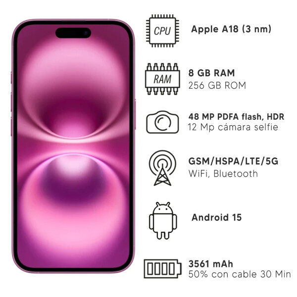 Apple Iphone 16 8/256 Gb 5g ROSA