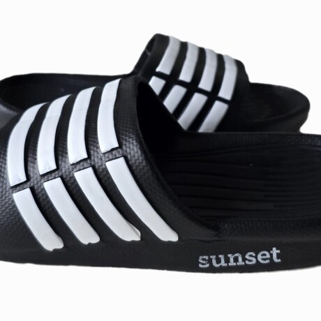 Sandalia Franjas Negro con Blanco Sandalia Franjas Negro con Blanco