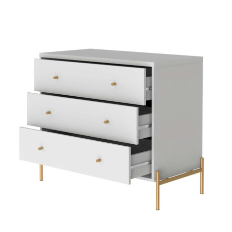 Comoda Jasper 3 cajones White Gloss Gold