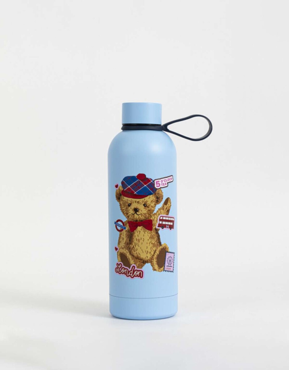 Botella Metálica Estampada - Azul Celeste 